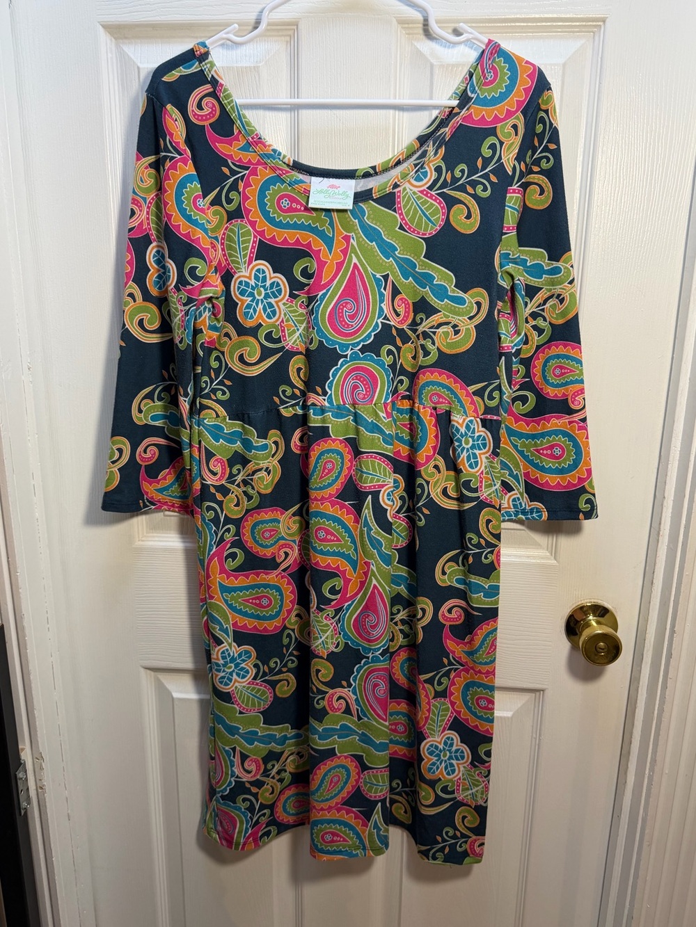 Lolly Wolly Doodle Black Dress with Bright Paisley Print